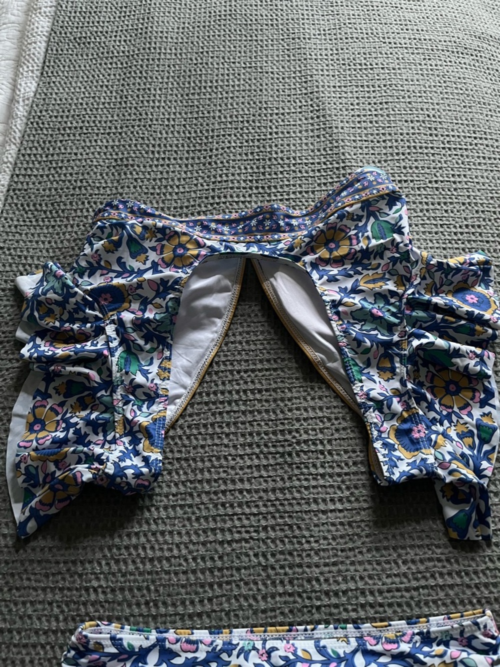 High-Waisted Floral Ruffle Bikini Set - Blue Multi - Picture 7 of 9